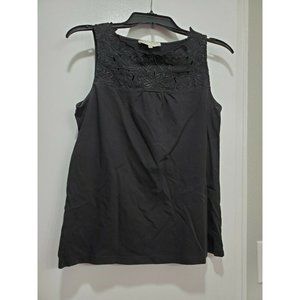 Jones New York Embroidered Floral Tank Size M Blac
